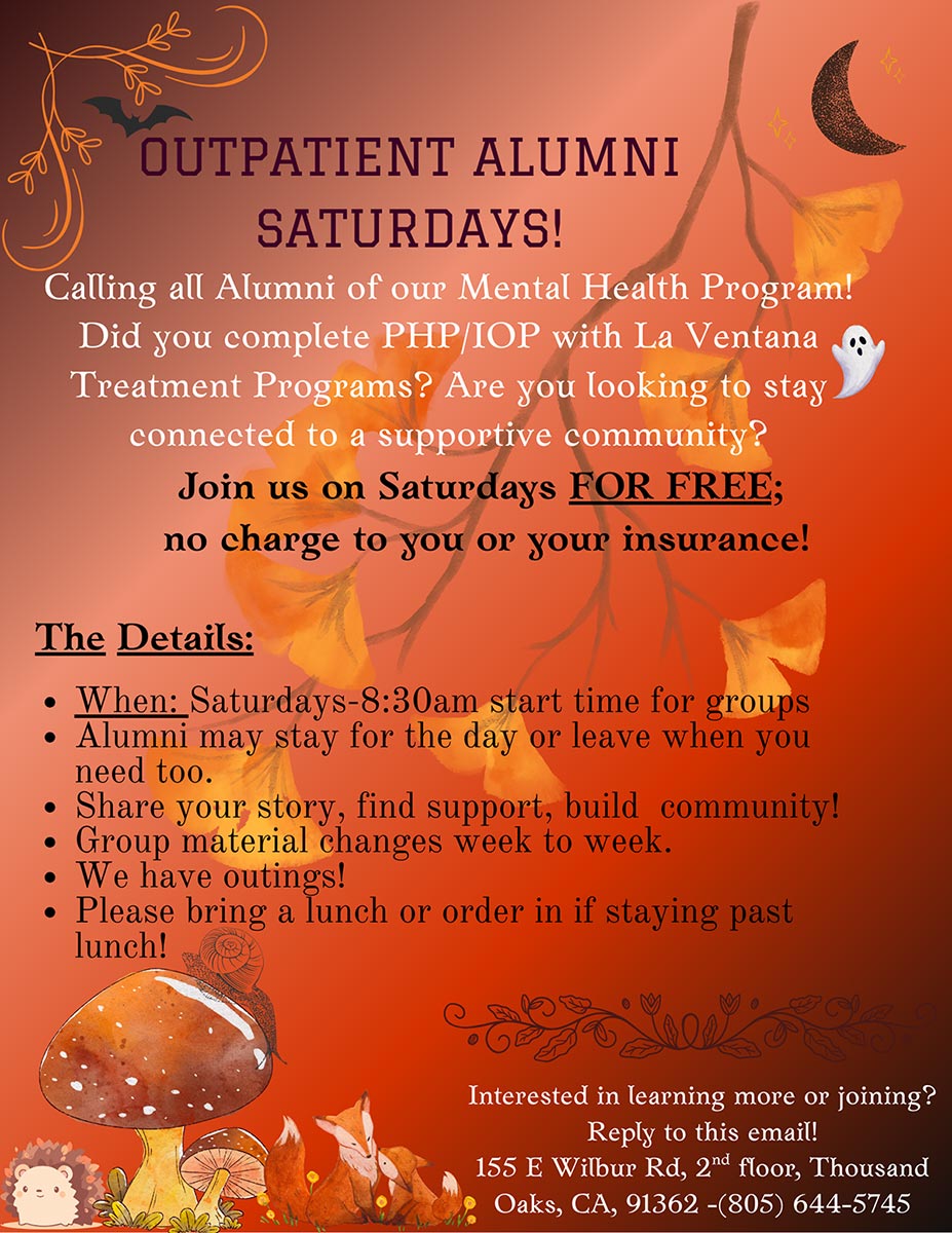 Mental Health Alumni support group flyer